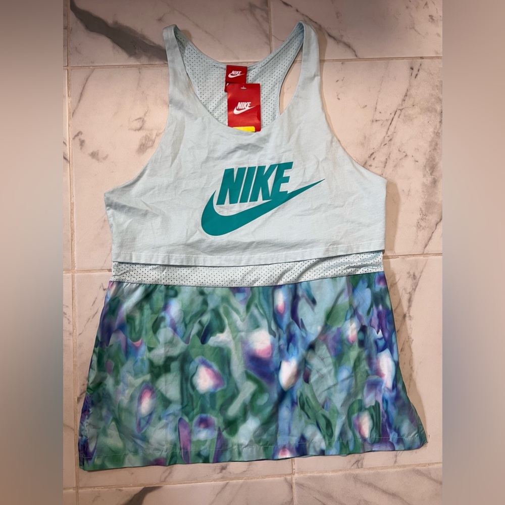 Nike green and white sporty top